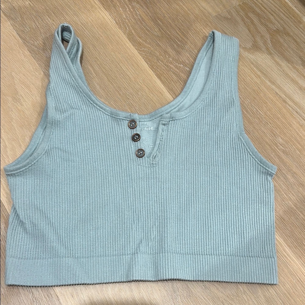 Women's Ribbed Tank Top - Light Blue